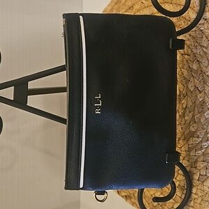 Polo Ralph Lauren | Women's Black Gold Hardware Zip Cosmetics Clutch